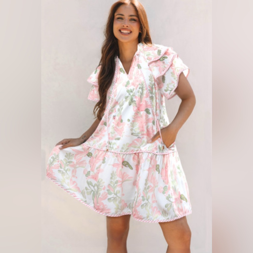 Floral layered short sleeve dress - Picture 3 of 12
